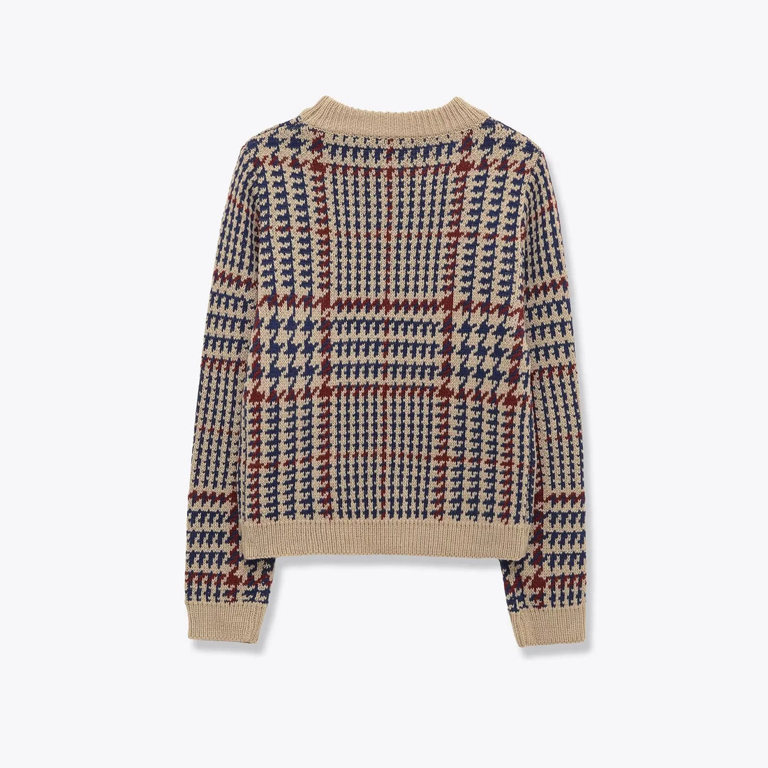 2025 Winter New Women's Clothing Relaxed Style Classic Fashion Color Block Jacquard Round Neck Long Sleeve Knit Sweater