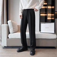 Wide Leg Gray Baggy Men's Summer Pants Tailoring Chinese Homme Dress Slacks Spring Clothes Male Suit Trousers Formal Designer Up