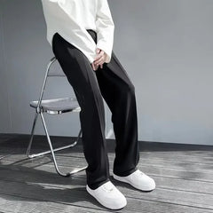 New Men's Ice Silk Trousers Summer Thin Loose-fit Straight-leg Casual Pants Dropshot Feeling Suit Trousers