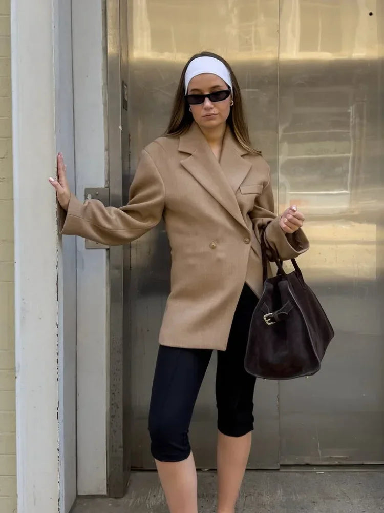 Women Casual Waist Cinching Suit Jacket Chic Lapel Long-sleeved Single Button Coats 2026 Lady Spring Commute