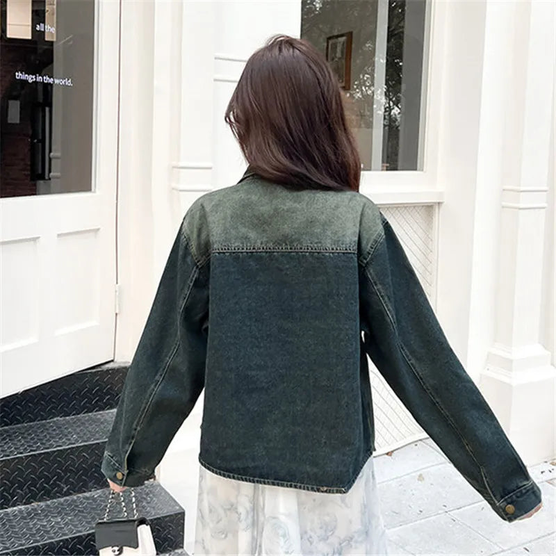 Autumn New Vintage Denim Jacket Women Korean Casual Single Breasted Short Jeans Coat Female Fashion Loose Cowboy Outerwear T1439