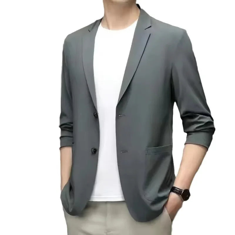 Men's Western-style Solid Color Suit Top Casual Business Wear Jacket Spring 2024 Style Blazer For Men Fashionable Gentleman