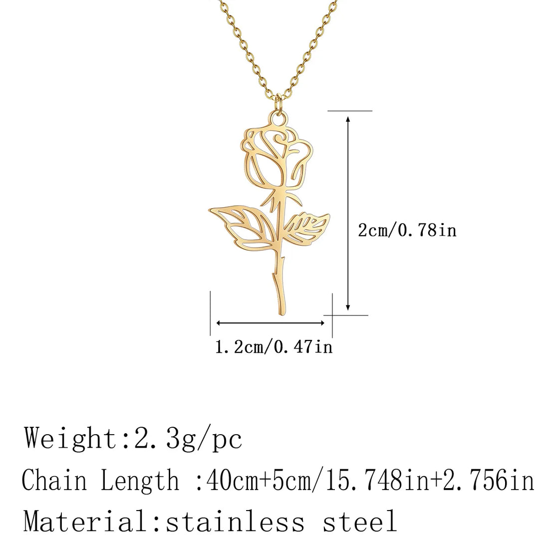 Kinitial Stainless Steel Necklace Flower Charms Chain Rose Flower Pendant Necklaces For Women Female Collares Gifts Para Mujer