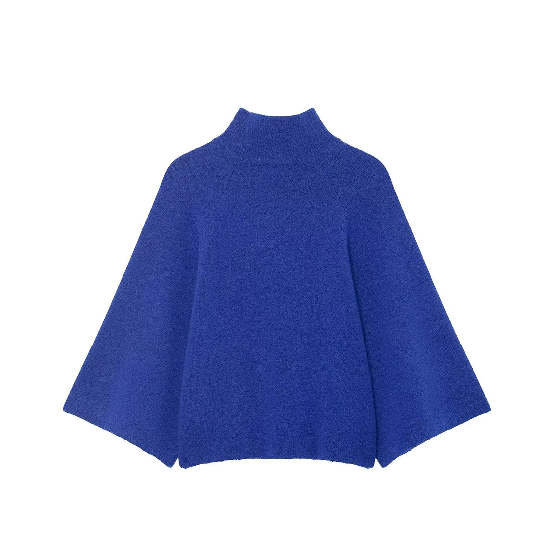 2025 Winter New Women's Casual Fashion Simple Versatile Stand Collar Wide Sleeve Solid Color Knit Sweater