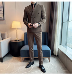 2024 Spring New Ins British Style (suit + Trousers) Trend Slim-fit Business Gentleman Men's Suit Suit Large Size Two-piece Set