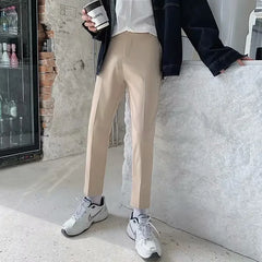 Draped Slim Fit Men's Suit Pants Smooths Your Silhouette Youth Korean Trendy Business Casual Trousers Nine Points