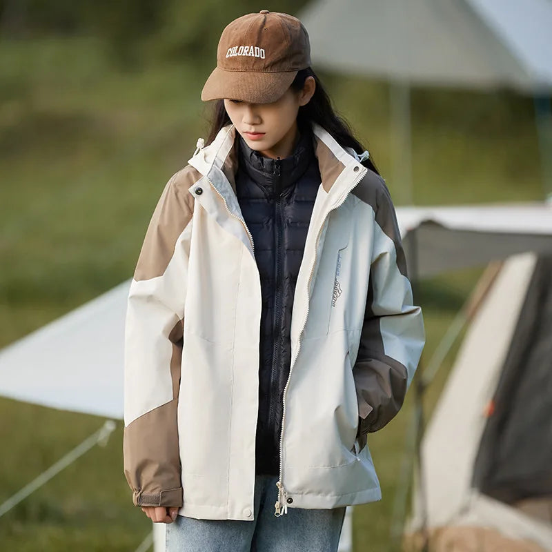 Waterproof Hiking Jackets Women Windbreakers Down Jacket for Women   New Three-in-one Mountaineering Coats Clothes