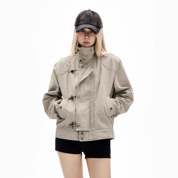 American High Street Vintage Aircraft Buckle Jacket Women's Autumn Winter New Style Cool High Quality Couples Workwear Coat T...