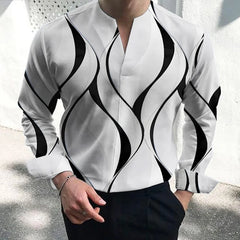 New Spring Autumn Long Sleeve Men's Printed Loose Streetwear Top Men Lapel Button-Down Casual Shirt Fashion Simple Office Blouse