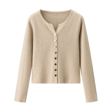 Autumn and Winter French Retro V-neck Sweater Women's Button-down Long-sleeved Solid Color Fashion Cardigan Top