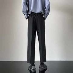 2024 Summer New Men's Straight-leg Casual Suit Pants Lightweight Korean Style Trousers Fashionable Cropped Pants