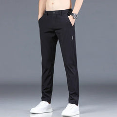 2024 Summer Thin Ice Silk Stretch Men's Pants Casual Elastic Waist Smooth Trouser Pants Male Brand Clothing 5 Colour