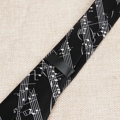 Classic Fashion Men's Skinny Tie Colorful Musical Notes Printed Piano Guitar Polyester 5cm Width Necktie Party Gift Accessory