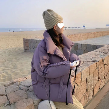 Fashionable Short Women's Cotton Jacket 2025 Winter Korean Style down Cotton Puffer Bread Coat Student Outerwear