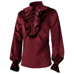 Long Sleeved Shirts For Mens Fashion Style Medieval Gentleman Shirt Gothic Ruffled Collar Shirt Blouses Top Spring Fall Cardigan