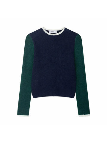 Women 2025 Autumn Winter New Patchwork Knit Sweater Blend Fashion Ladies Loose Knitwear Pullover Top ﻿
