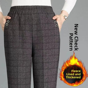 Thickened Fleece High Waist Straight Leg Casual Pants Autumn Winter plus Size Women's Loose Comfortable Trousers Mom Pants