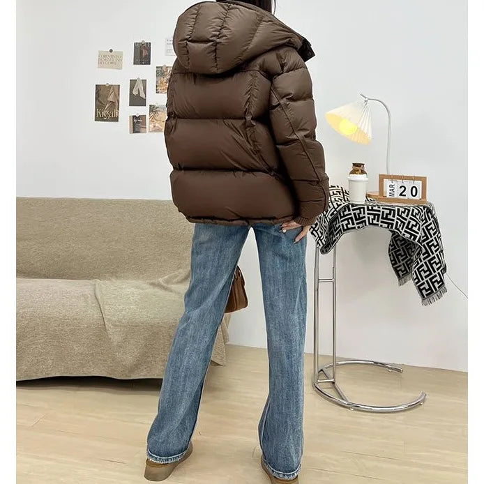 2025 New Winter Women's Parkas Coat Hooded Puffer Cotton Jacket Hooded Thicken Warm Short Parkas Female Casual Snow Outwear