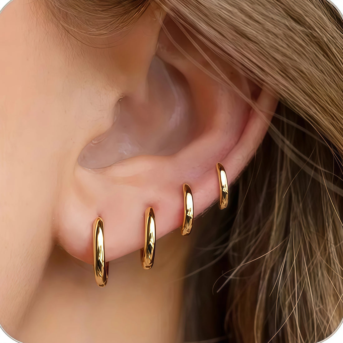 10PCS Punk Minimalist Stainless Steel Round Circle Black Woman Piercing Hoop Earing for Man Jewelry Accessories Decoration Trend