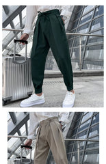 2023 Summer Elastic Waist Drape Suit Pants Men Business Office Casual Pants Male Fashion Loose Social Party Formal Trousers