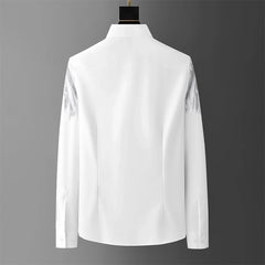 Luxury Wing Rhinestone Men's Shirt 2024 Spring Long Sleeve Casual Shirts Banquet Party Stage Shirt Vintage Streetwear Blouse 5XL