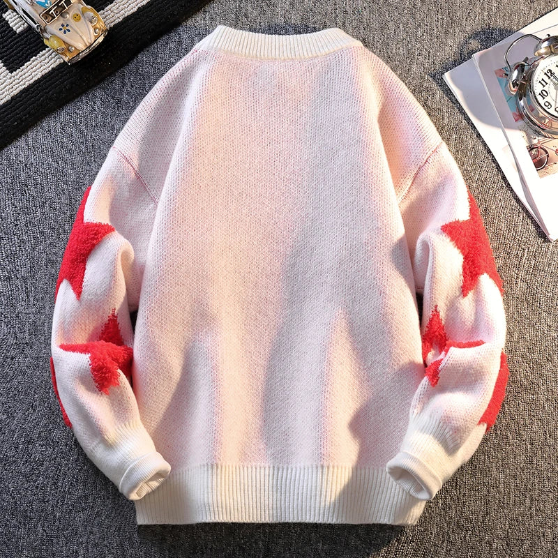 Multi Colored Star High-quality Brand Knitted Sweater 2025 Fashion Street Trend Autumn Winter Daily Casual Warm Pullover