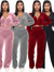 2023 Women's Spring/Fall Tracksuit Velour Suit Hoodies Velvet Zipper Sweatshirt And Pants Set Sportswear Crop Top Matching Suits