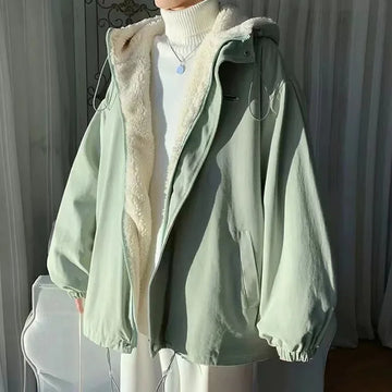 Lamb Fur Jacket Women's Thickened Fleece Lined Loose Style Korean Fashion Autumn Winter New Arrival Student Japanese Style Coat
