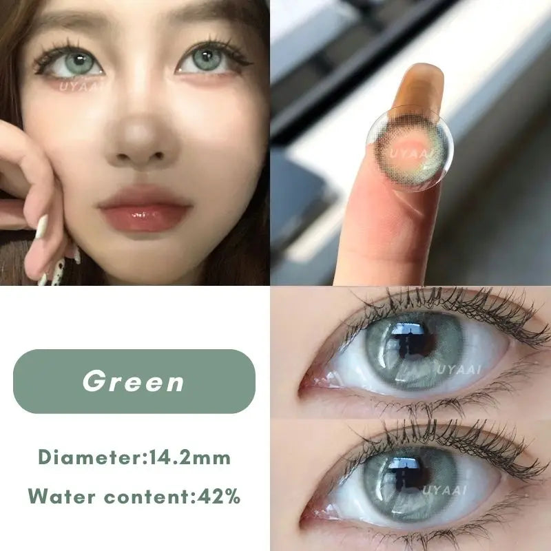 UYAAI 1Pair Color Contact  APEX Seris Blue Green Grey Natural Eye Lens Beauty Pupilentes Degree-free Contacts  for 1 Year