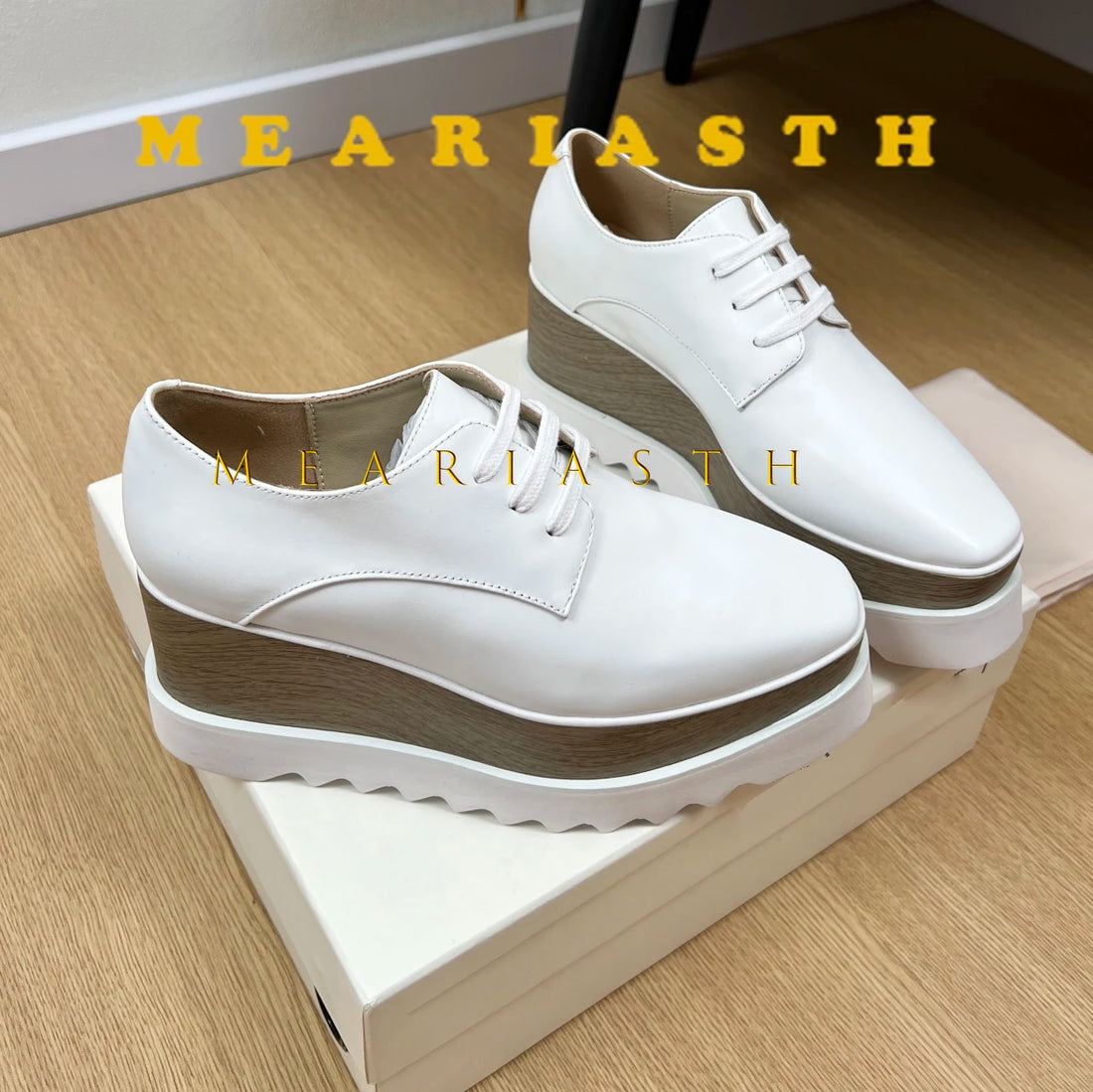 Women Walking Sneakers Autumn Lace-up High Platform Chunky Shoes Breathable Leather Shoes 8.5CM Winter Wedge Heels Casual Shoes
