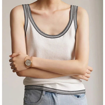 Summer New French Knitted Camisole Vest Women Clothing Fashion Casual Sleeveless Patchwork Tops Lady Elegant Sexy Solid Pullover