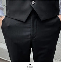 （M-6XL）Blazer Vest Pants High-end Brand Solid Color Formal Business Office Suit Three-piece Set Groom Wedding Show Dress Party