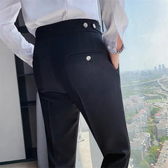 Men's Suit Pants England Style Smart Casual Solid Slim Fit Straight Dress Pants For Men Formal Trousers Mens Clothing 2024