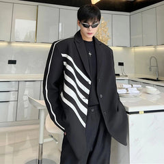 LUZHEN Casual Color Trendy Stripe Men's Contrast 2024 Design Blazer Coat High Quality Street Fashion Elegant Suit Jacket B60c0a