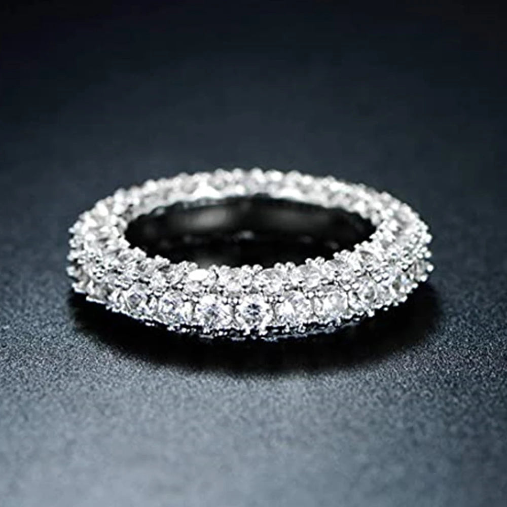 Huitan Simple Elegant Women Engagement Rings Eternity Promise Wedding Rings 3 Colors Luxury Fashion Female Jewelry Drop Shipping