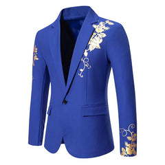 New Fashion Paisley Hot Stamping Print Mens Suit Coat Casual Business Wedding Slim Fit Suit Single Buckle Suit Party Coat Office