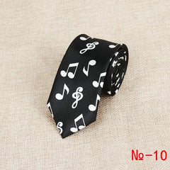 Classic Fashion Men's Skinny Tie Colorful Musical Notes Printed Piano Guitar Polyester 5cm Width Necktie Party Gift Accessory