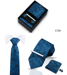 Tie For Men Tie Clips Set Silk Necktie Man Wedding Blouses Dress Cufflinks Gift Box Pocket Square Clip Business Skinny Gravetas