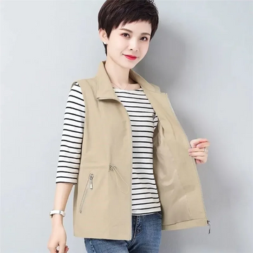 Casual Liner Vest Women Spring Summer New Fashion Slim Sleeveless Jacket Lace Up Zipper Loose Mom Waistcoat Female Tops T1107