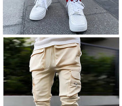 Mens Brand Gym Joggers Cargo Pants Multi-Pocket Reflect Straight Sports Fitness Casual Clothing Fashion Trousers Sweatpants