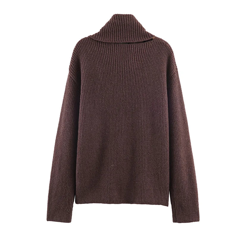 Tidalyf Knitted Pullove Women's Sweater Spring 2026 New Fashion Scarf Collar Warm Knitted Blouse Women Chic Young Sweater Tops