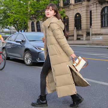 Hot Sale Of The Season New Women's Ultra-Long Knee-High Thickened Fashionable Cotton Jacket Versatile Loose Fit Polyester Fab...