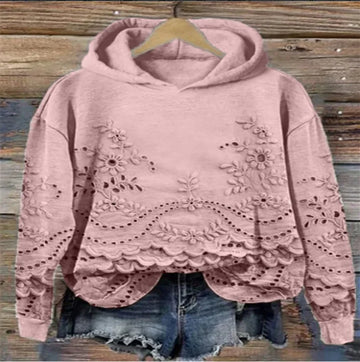 Flower hollow pattern 3D printed fashion women's hoodie casual women's Y2K top clothing pullover autumn loose women's sportswear
