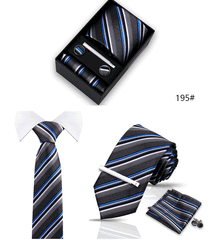 Tie For Men Tie Clips Set Silk Necktie Man Wedding Blouses Dress Cufflinks Gift Box Pocket Square Clip Business Skinny Gravetas