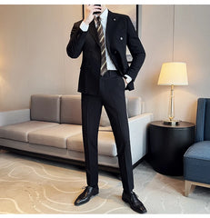 2024 Spring New Ins British Style (suit + Trousers) Trend Slim-fit Business Gentleman Men's Suit Suit Large Size Two-piece Set