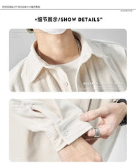 Fashionable and Comfortable Men's Loose Casual Shirt with Thick Long-Sleeve Corduroy, Versatile Top