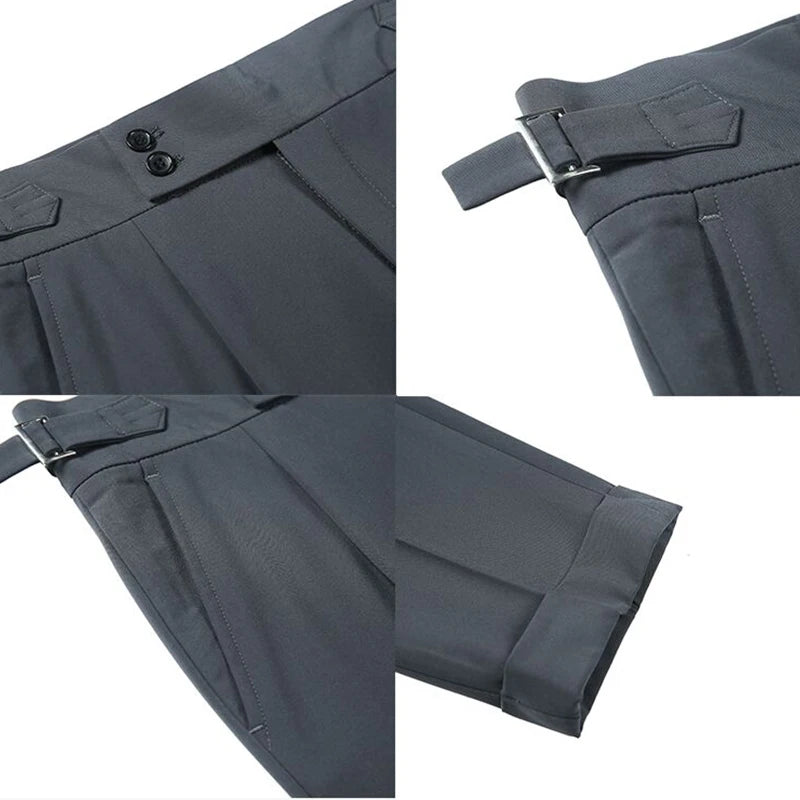 Men's Luxury Button-down Draped Baggy Suit Pants Casual Solid Color Straight Premium Elegant Dress Pants 2024 Spring