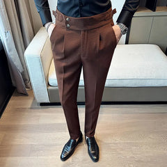 High Waisted Suit Pants for Men 2024 New Solid Color Formal Pantalones Hombre Casual Slim Fit Dress Pants Trousers Men Clothing