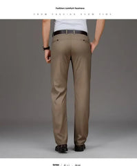 Men's Casual Trousers Business Formal Ice Silk Pants Summer Thin Straight-leg Loose-fit Pants For Middle-aged Men