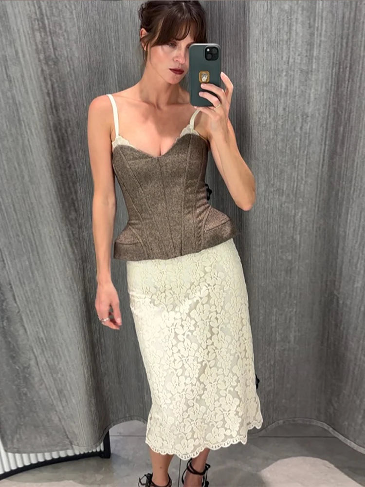 Women Vest Spaghetti Strap Corset Top Street Female Panelled V-neck Sleeveless Backless Slim 2026 Evening Tops New Streetwear